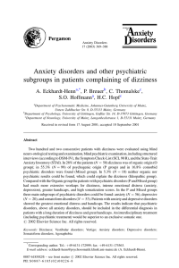 Anxiety disorders and other psychiatric subgroups in patients