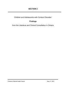 SECTION 2 Findings  Children and Adolescents with Conduct Disorder: