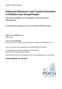 Antisocial Behaviour and Conduct Disorders in Children and Young People Management