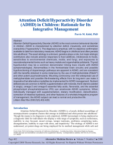 Attention Deficit/Hyperactivity Disorder (ADHD) in Children: Rationale for Its Integrative Management