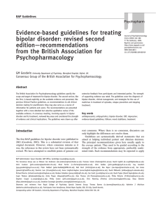 Evidence-based guidelines for treating bipolar disorder: revised second —recommendations edition