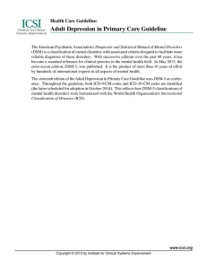 Adult Depression in Primary Care Guideline Health Care Guideline: