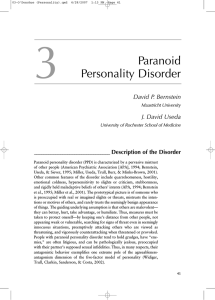 3 Paranoid Personality Disorder David P. Bernstein