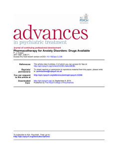 Pharmacotherapy for Anxiety Disorders: Drugs Available References