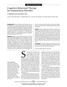 Cognitive-Behavioral Therapy for Somatization Disorder A Randomized Controlled Trial