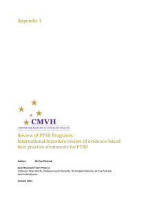 Appendix 1 Review of PTSD Programs:  International literature review of evidence‐based  best practice treatments for PTSD