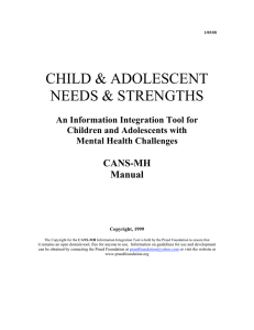 CHILD &amp; ADOLESCENT NEEDS &amp; STRENGTHS CANS-MH