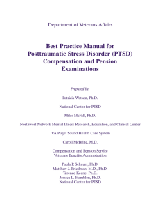 Best Practice Manual for Posttraumatic Stress Disorder (PTSD) Compensation and Pension Examinations