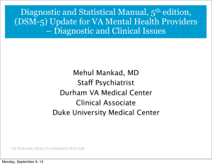 Diagnostic and Statistical Manual, 5 edition, – Diagnostic and Clinical Issues