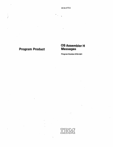 Program Product OS .Assembler H Messages