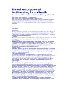 Manual versus powered toothbrushing for oral health
