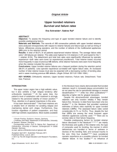 Upper bonded retainers Survival and failure rates