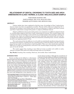 relationship of dental crowding to tooth size and arch dimensions in