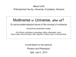 Multiverse or Universe, after all