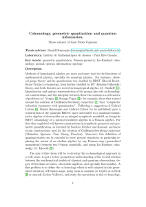 Cohomology, geometric quantization and quantum information.