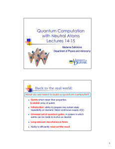 Quantum computation with neutral atoms