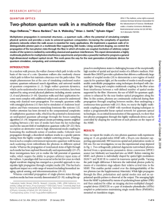 Two-photon quantum walk in a multimode fiber