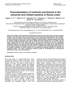 Characterization of nutrients enrichment in the estuaries