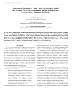 Exploring the Usefulness of Fisher`s Auditory Problems Checklist as