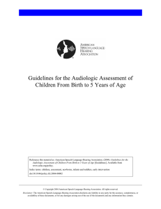 ASHA, Guidelines for the Audiologic Assessment of Children from