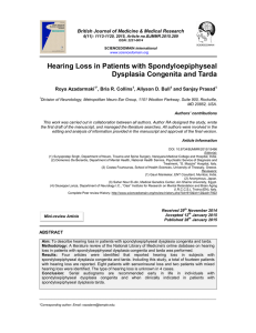 Hearing Loss in Patients with Spondyloepiphyseal Dysplasia