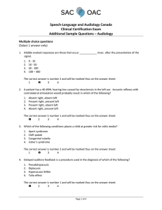 Speech-Language and Audiology Canada Clinical Certification Exam Additional Sample Questions – Audiology