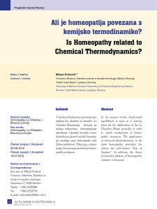 Ali je homeopatija povezana s kemijsko termodinamiko? Is