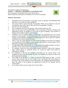 jee main-2015 question paper, key & solutions