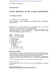 Cystic disorders of the corneal epithelium