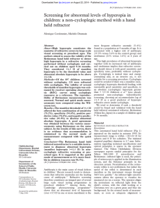 Screening for abnormal levels of hyperopia in held refractor