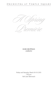 Spring Premier Concert program, Salt Lake Tabernacle