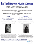 Take 5 Jazz/Jazz Improv Camp Flyer