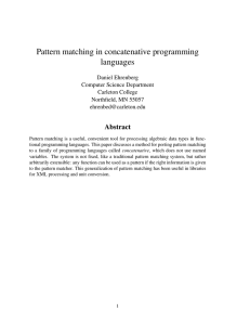 Pattern matching in concatenative programming languages