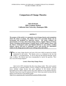 Comparison of Change Theories - Roadmap to a Culture of Quality