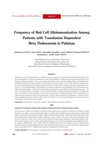 Frequency of Red Cell Alloimmunization Among Patients with