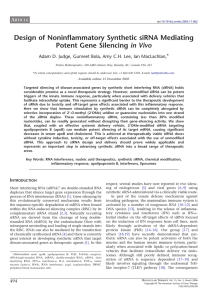 Design of Noninflammatory Synthetic siRNA Mediating Potent Gene