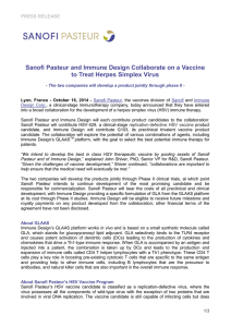 Sanofi Pasteur and Immune Design Collaborate on a Vaccine PRESS RELEASE