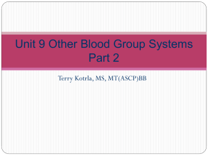 Unit 9 Other Blood Group Systems Part 2 Terry Kotrla, MS, MT(ASCP)BB