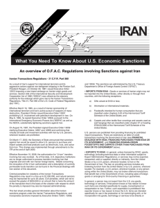 An overview of O.F.A.C. Regulations involving Sanctions against Iran