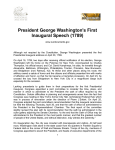President George Washington`s First Inaugural