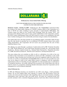 Dollarama Closes Initial Public Offering