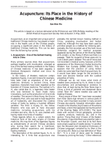 Acupuncture: Its Place in the History of Chinese Medicine