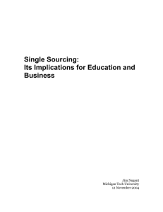 "Single Sourcing: Its Implications for Education and Business" by Jim
