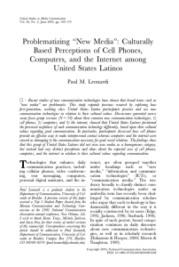 Problematizing “New Media”: Culturally Based Perceptions of Cell