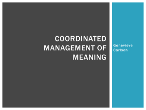 COORDINATED MANAGEMENT OF MEANING Genevieve