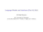 Language Models and Interfaces (Part A) 2013