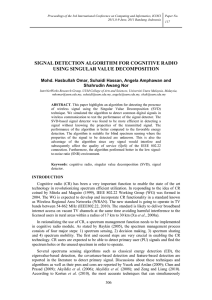 signal detection algorithm for cognitive radio using singular value