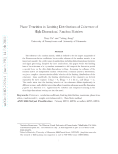Phase Transition in Limiting Distributions of Coherence of High