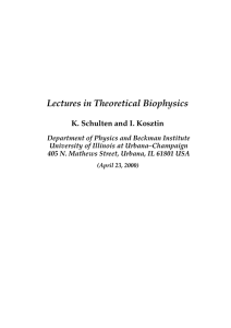 Lectures in Theoretical Biophysics - Theoretical and Computational