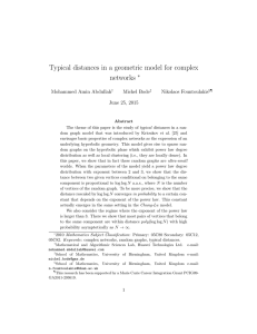 Typical distances in a geometric model for complex networks